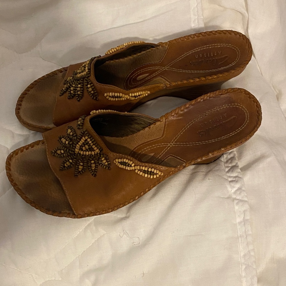 Clarks artisan Brown Beaded sandals